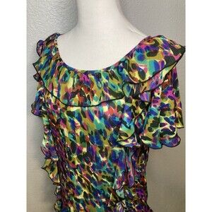 Y2K Sheer Fairy Blouse Top L Ruffles Sleeves Whimsical Angelcore Madison Paige